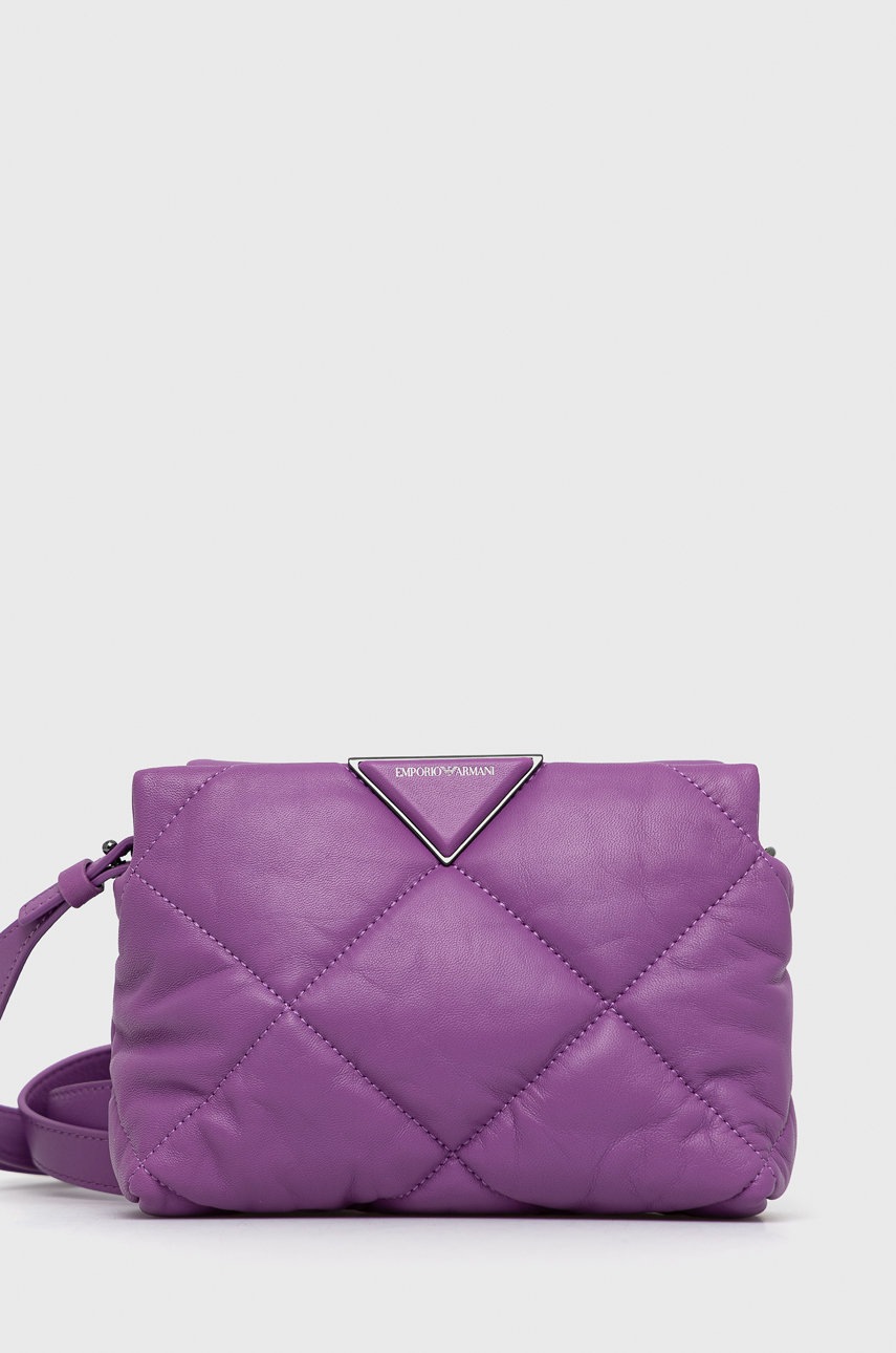 

Кожена чанта Emporio Armani в лилаво, Виолетов
