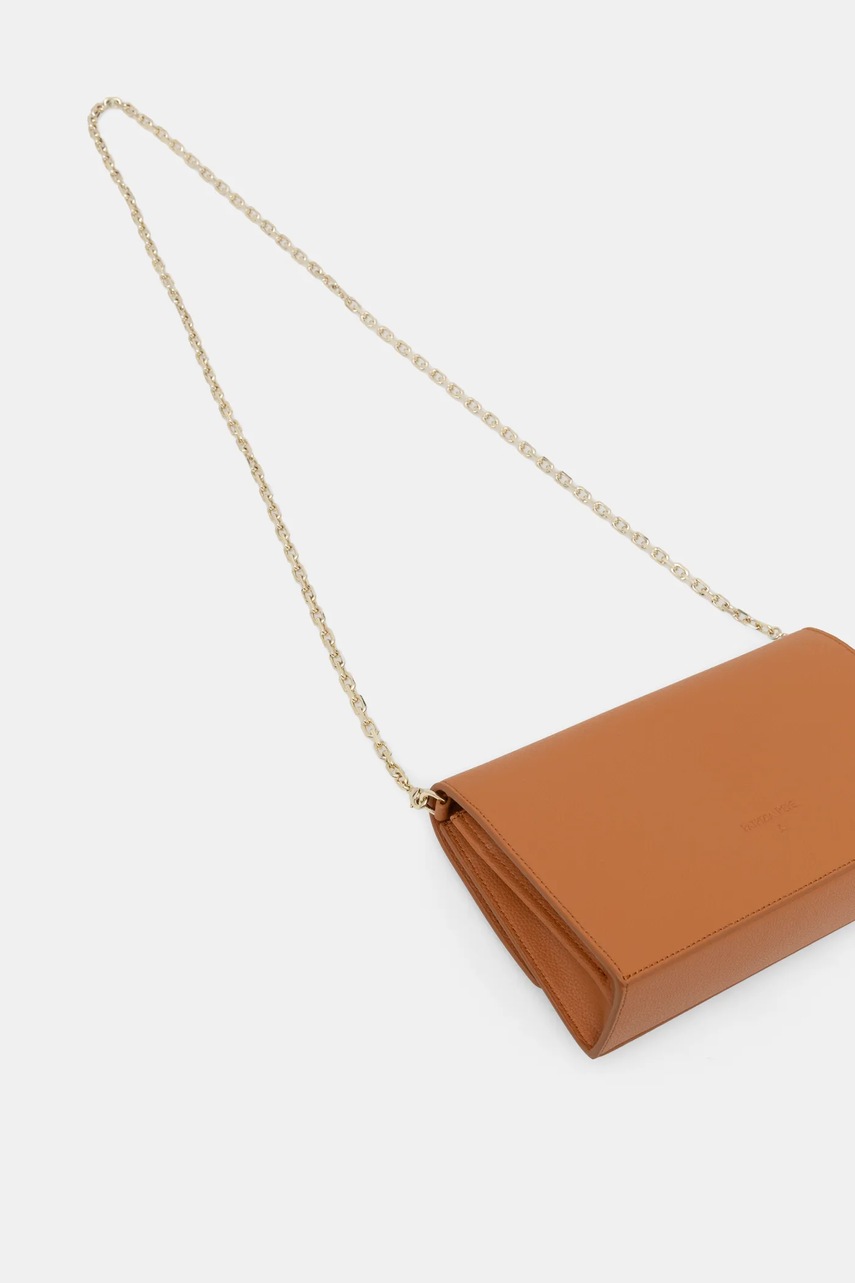 Δερμάτινη τσάντα Patrizia Pepe χρώμα: καφέ φωτογραφία