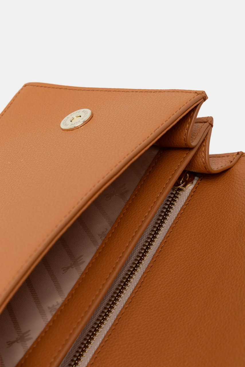 Δερμάτινη τσάντα Patrizia Pepe χρώμα: καφέ φωτογραφία