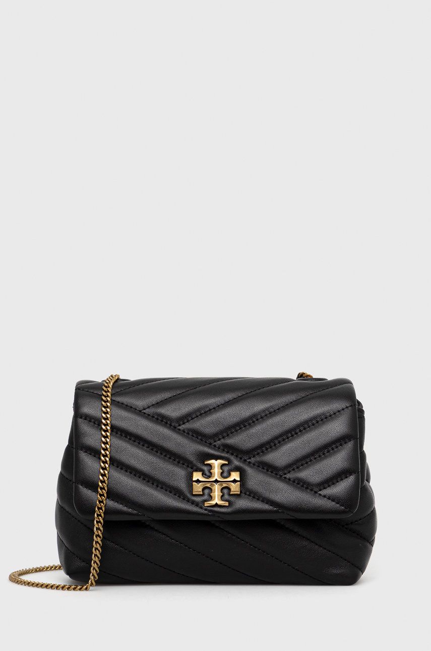 

Кожена чанта Tory Burch в черно, Черен