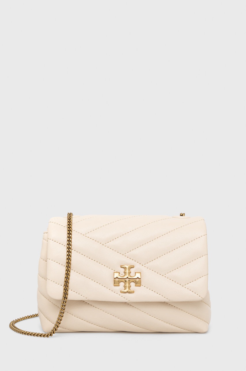 

Кожена чанта Tory Burch в бежово, Бежов