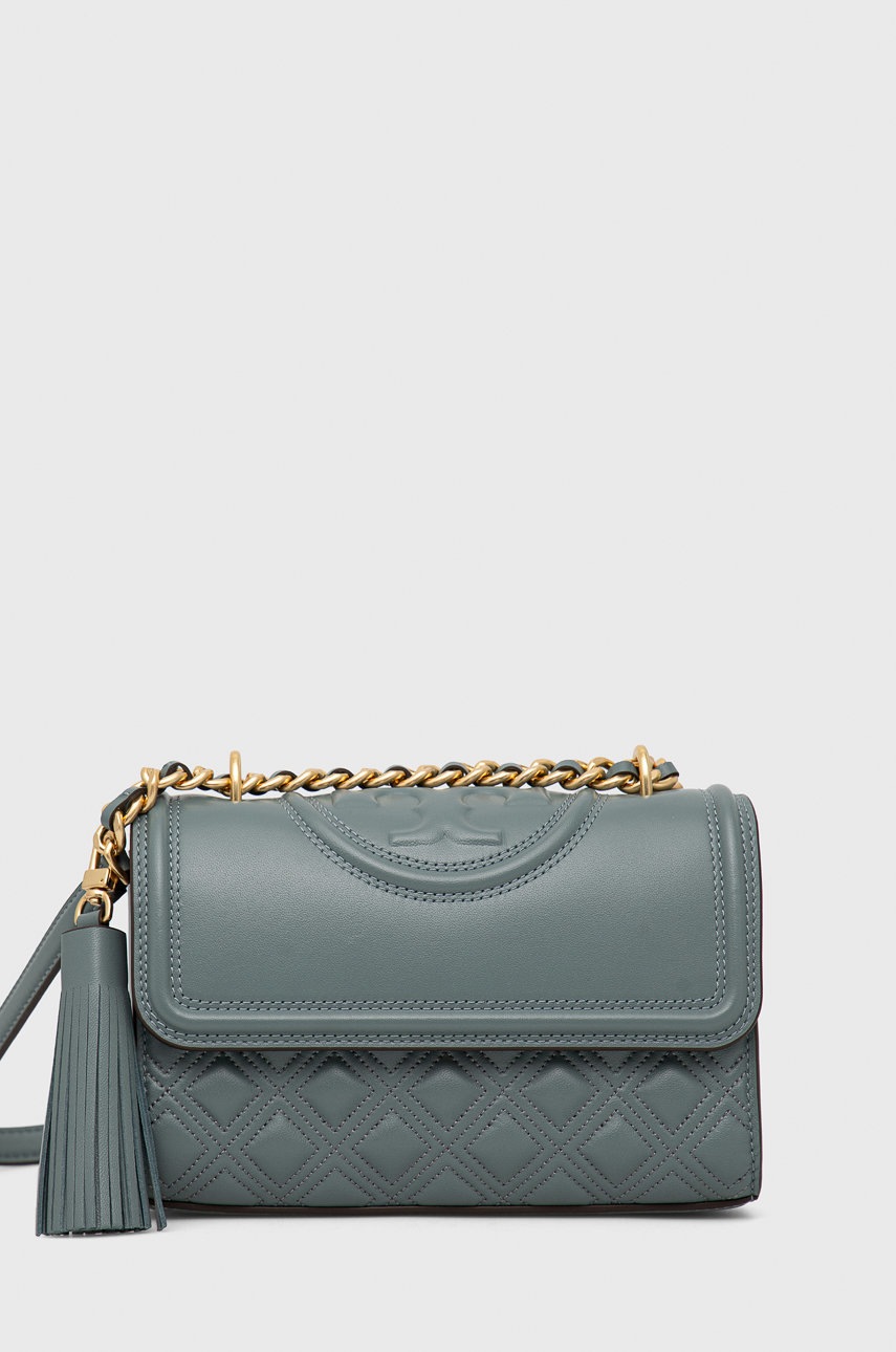 

Кожена чанта Tory Burch в тюркоазено, Тюркоазен