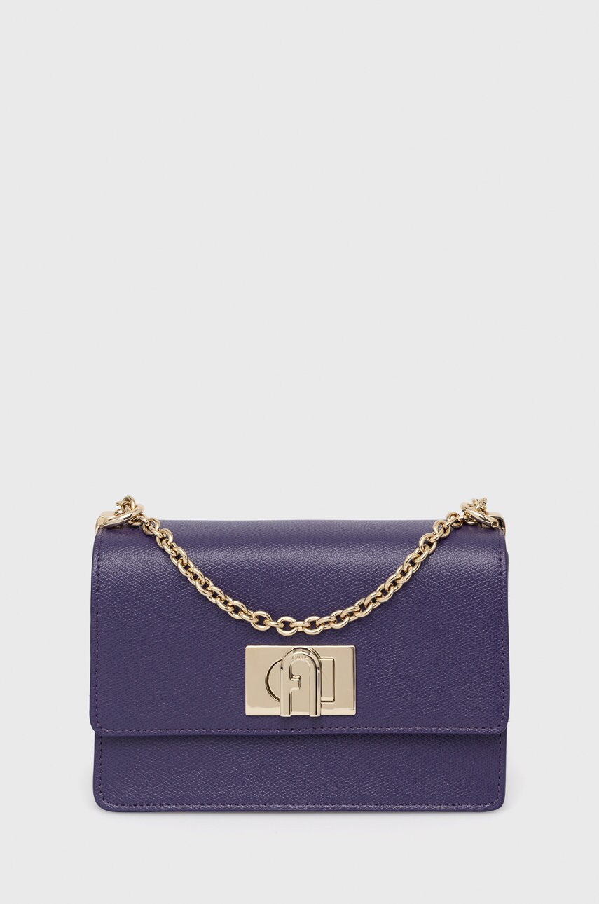 

Кожена чанта Furla в лилаво, Виолетов
