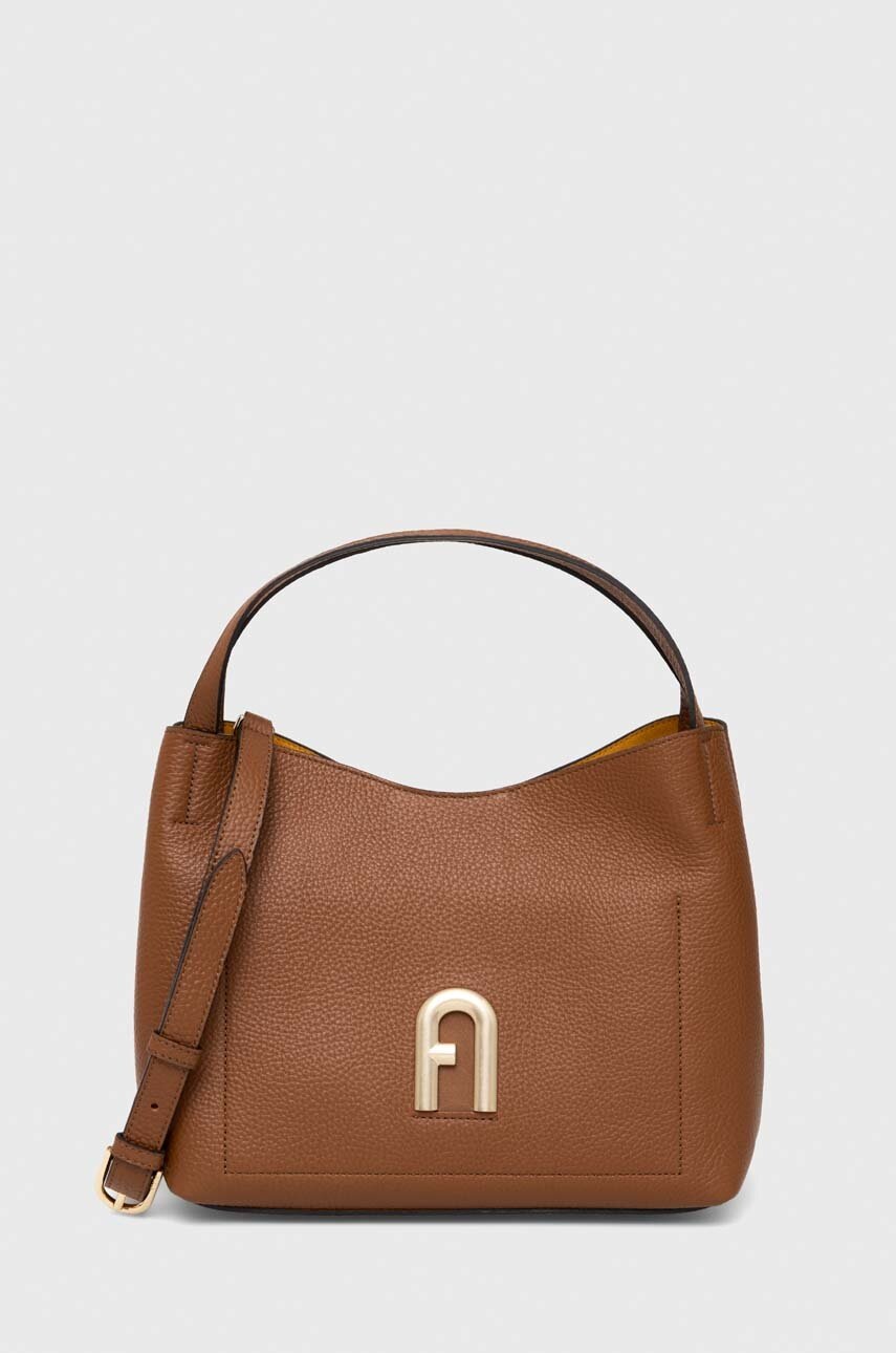 

Кожена чанта Furla Primula в кафяво, Кафяв