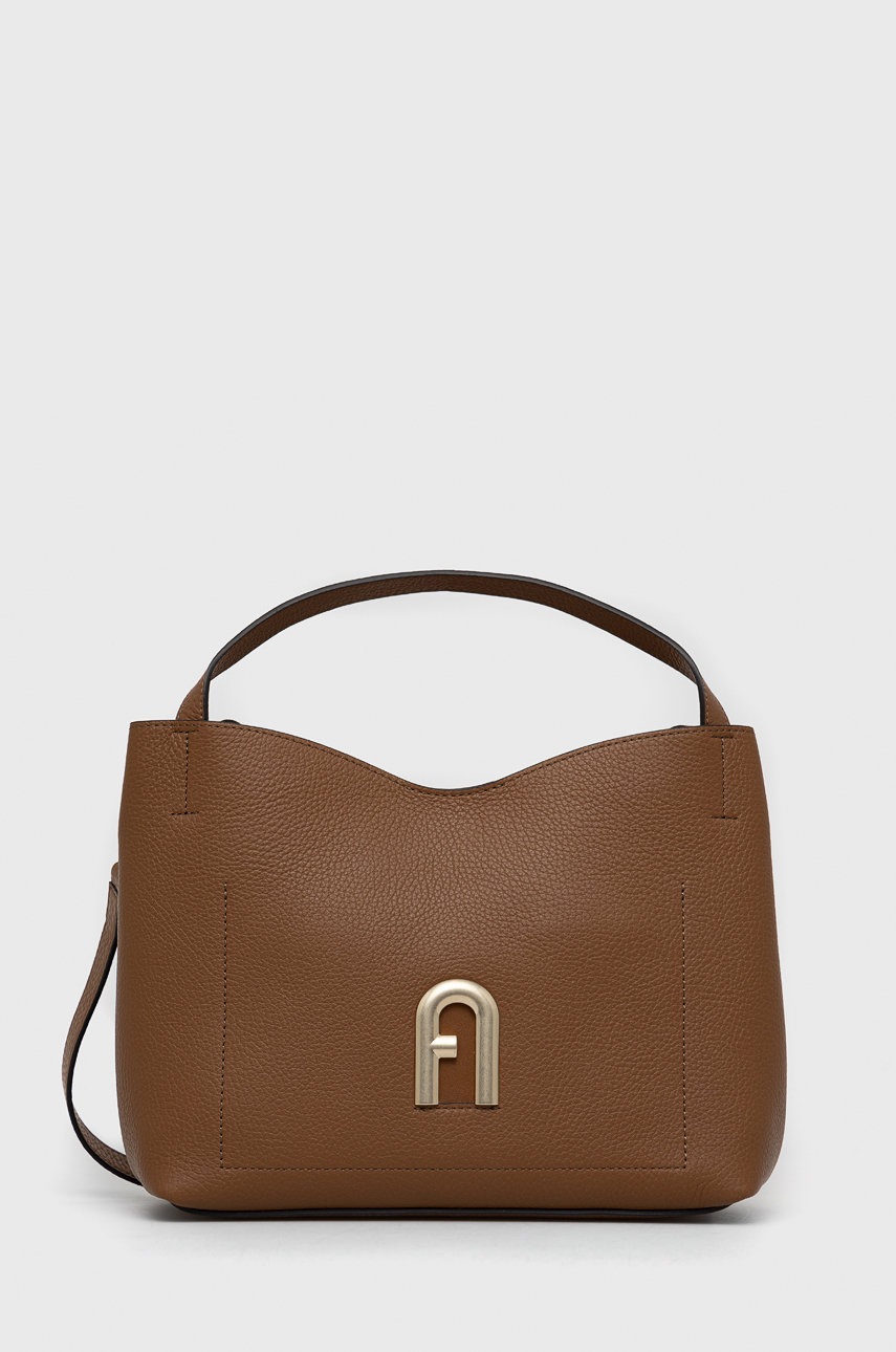 

Кожена чанта Furla в кафяво, Кафяв
