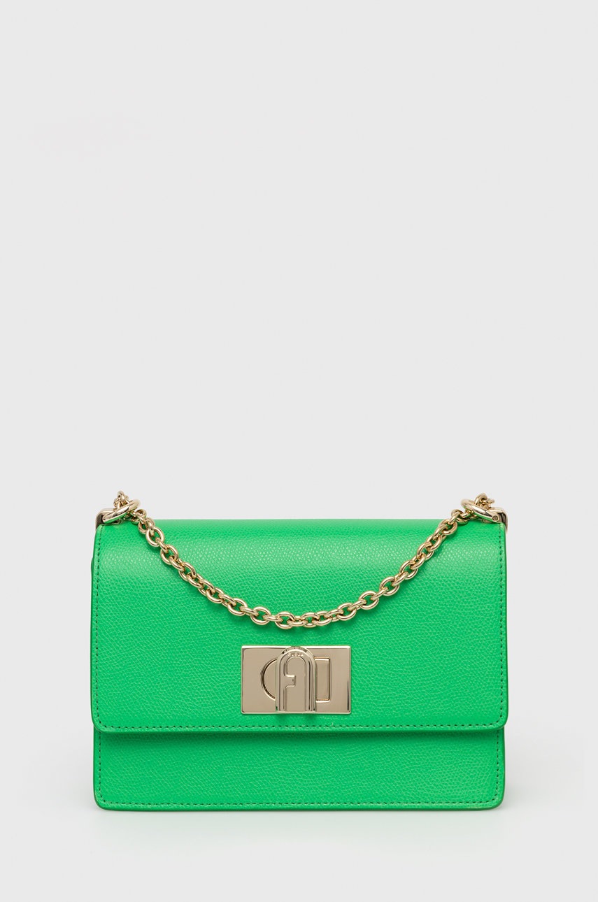 

Кожена чанта Furla в зелено, Зелен