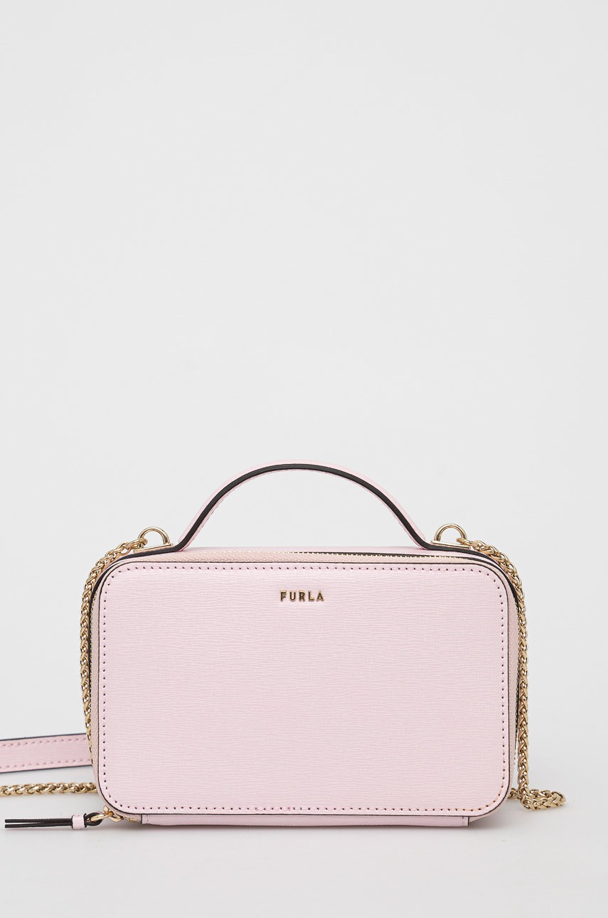 

Кожена чанта Furla в розово, Розов