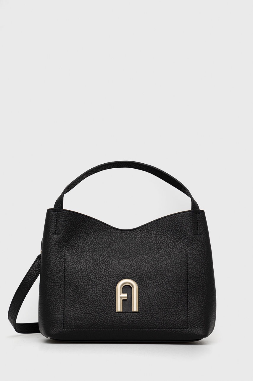 

Кожена чанта Furla в черно, Черен