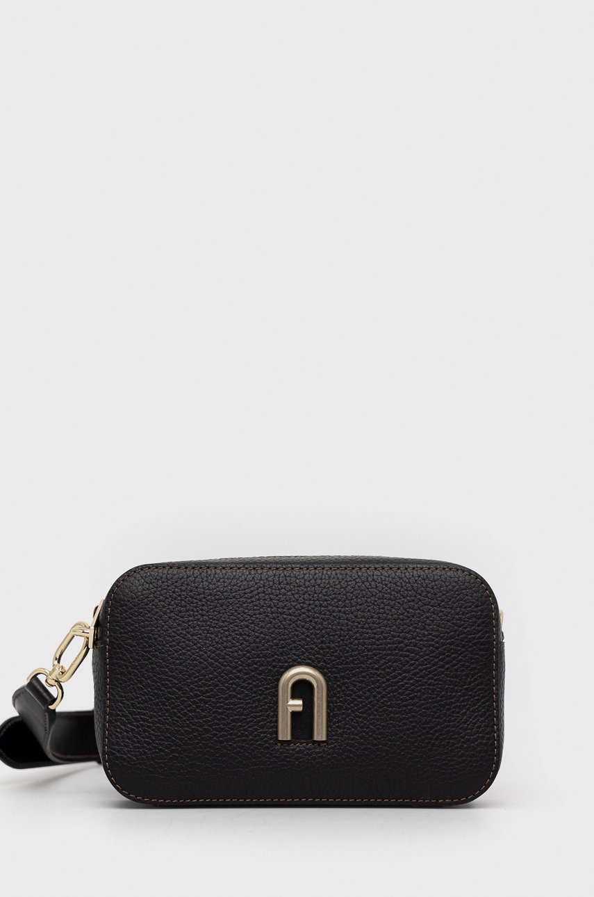 

Кожена чанта Furla в черно, Черен