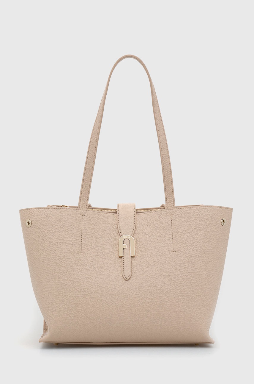 

Кожена чанта Furla в бежово, Бежов