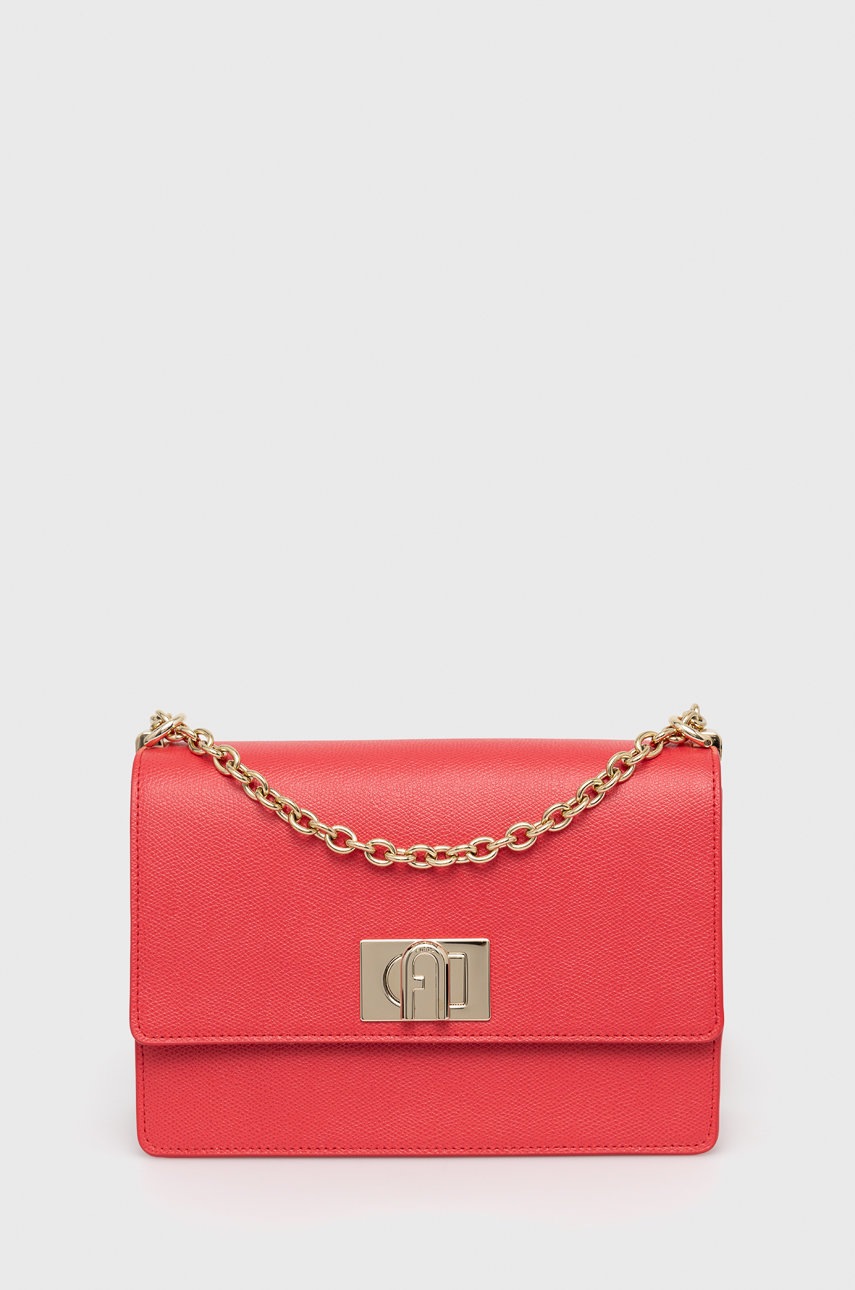 

Кожена чанта Furla в червено, Червен