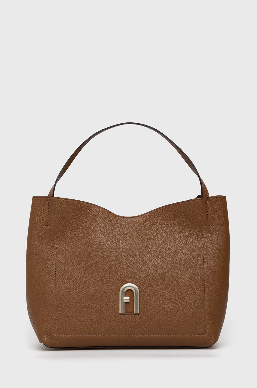

Кожена чанта Furla в кафяво, Кафяв