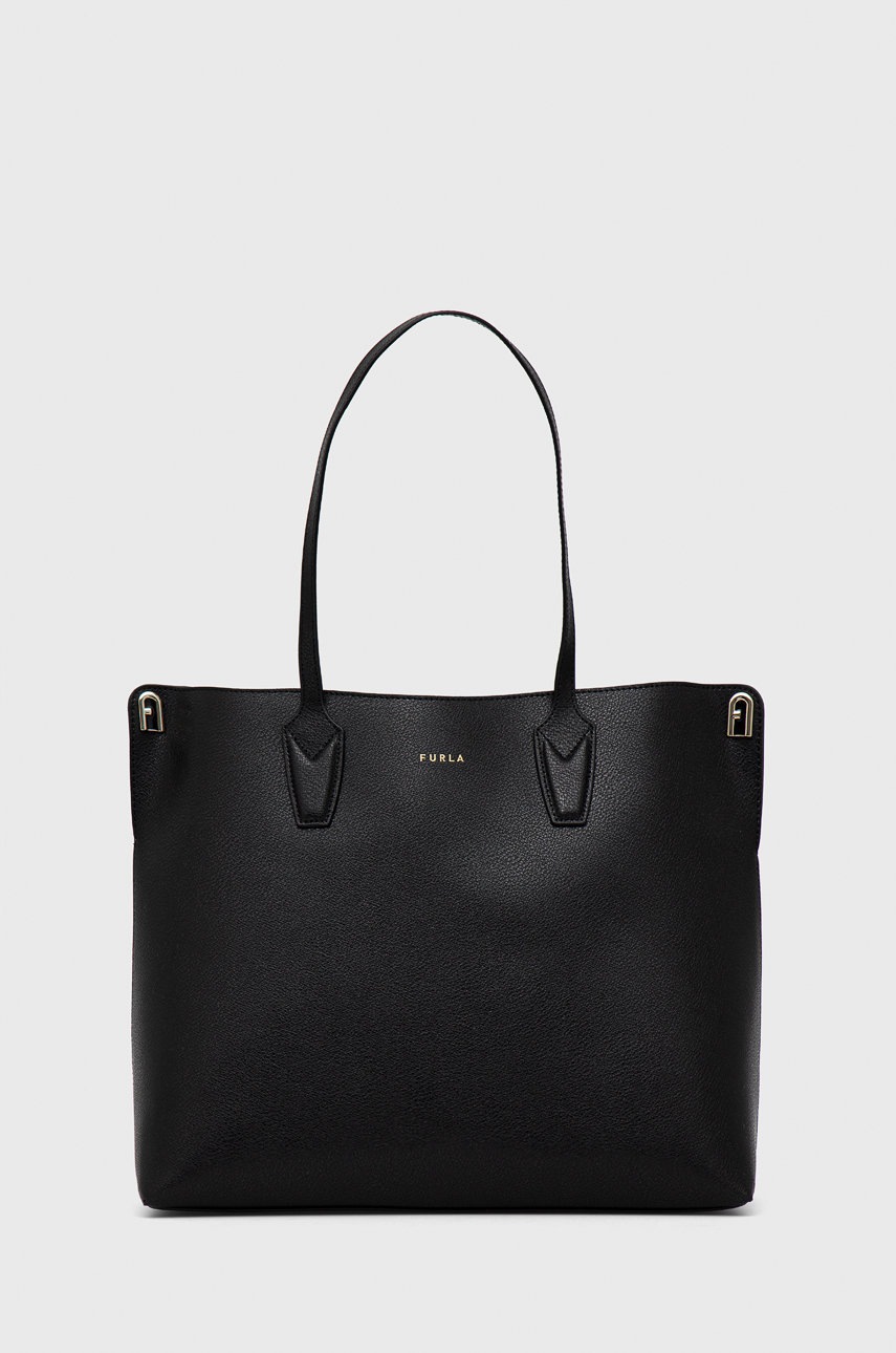 

Кожена чанта Furla в черно, Черен