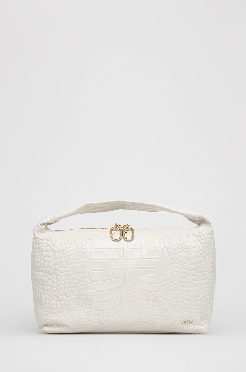 

Кожена чанта Furla в бяло, Бял