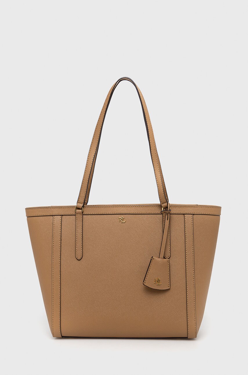 

Кожена чанта Lauren Ralph Lauren в бежово, Бежов