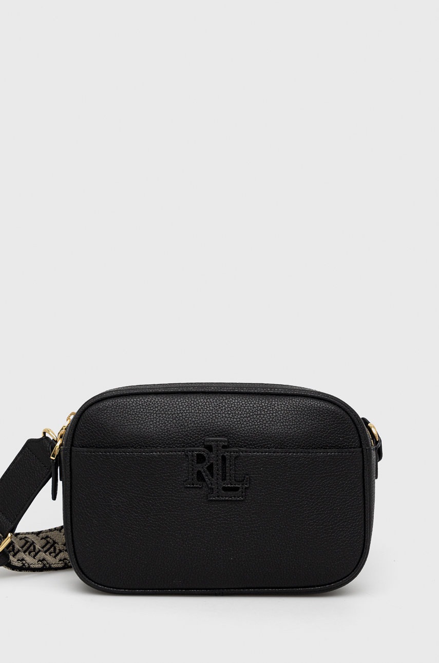 

Кожена чанта Lauren Ralph Lauren в черно, Черен