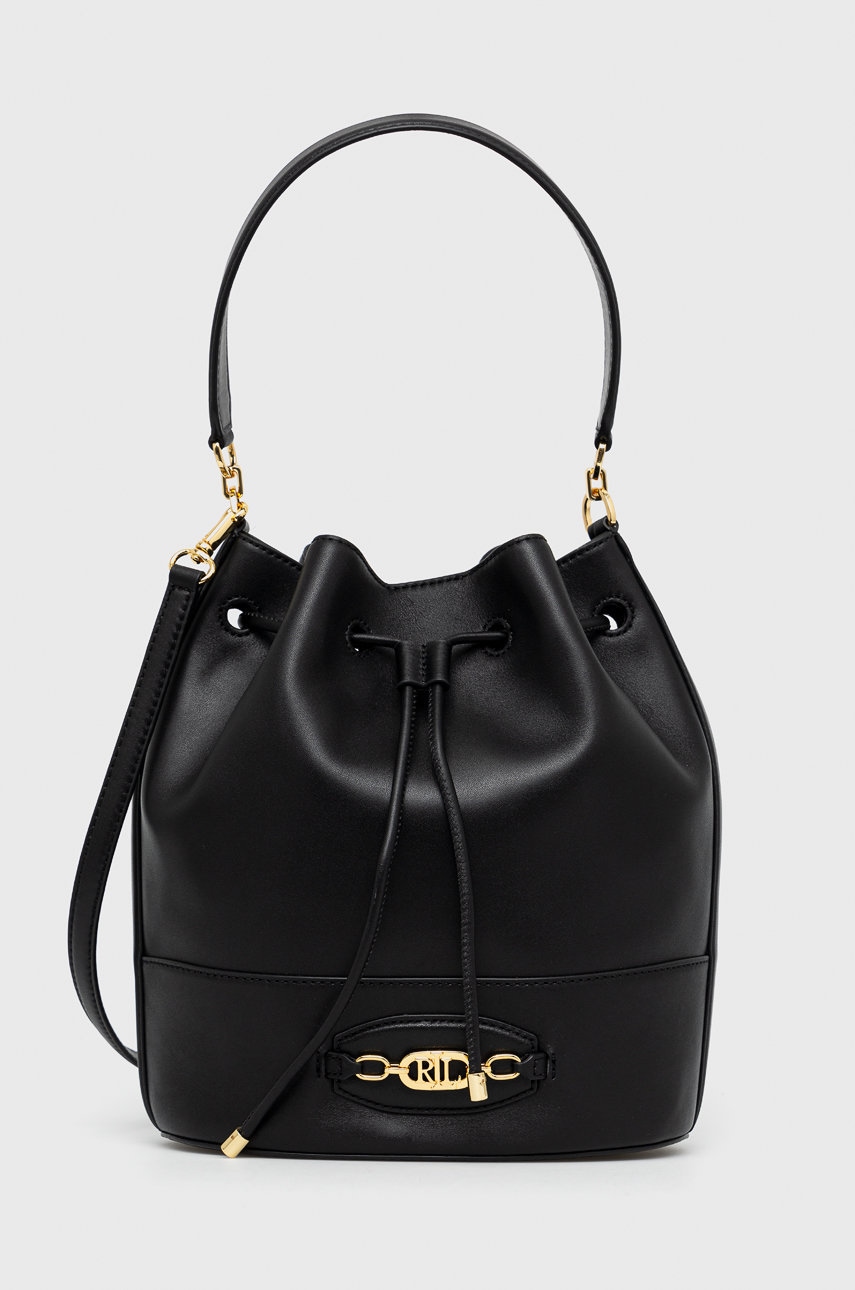 

Кожена чанта Lauren Ralph Lauren в черно, Черен