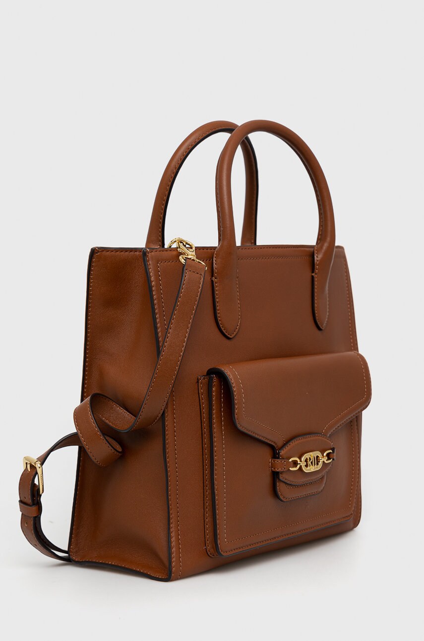 

Кожаная сумочка Lauren Ralph Lauren цвет коричневый