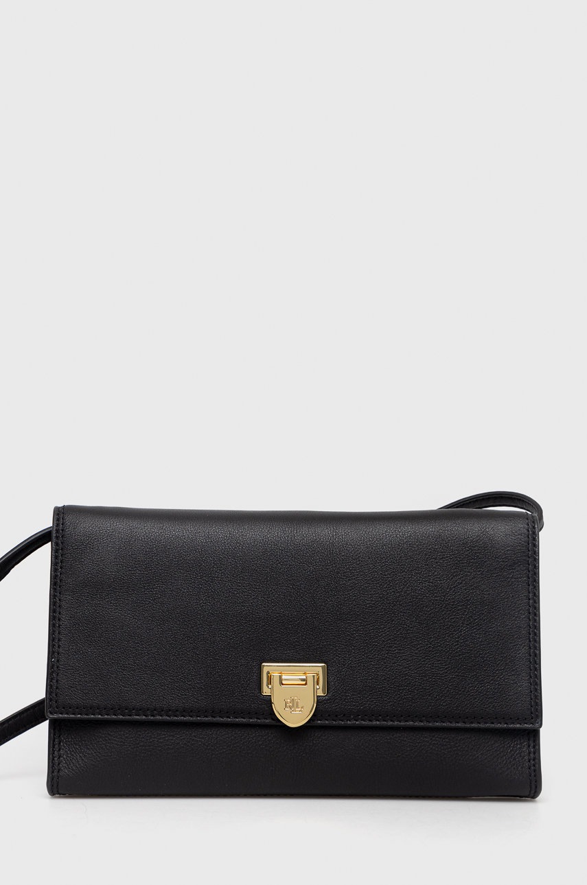 

Кожен клъч Lauren Ralph Lauren в черно, Черен