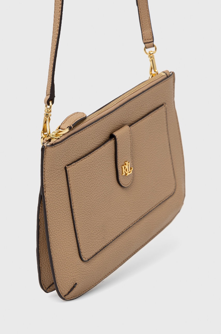 

Шкіряна сумочка Lauren Ralph Lauren колір бежевий