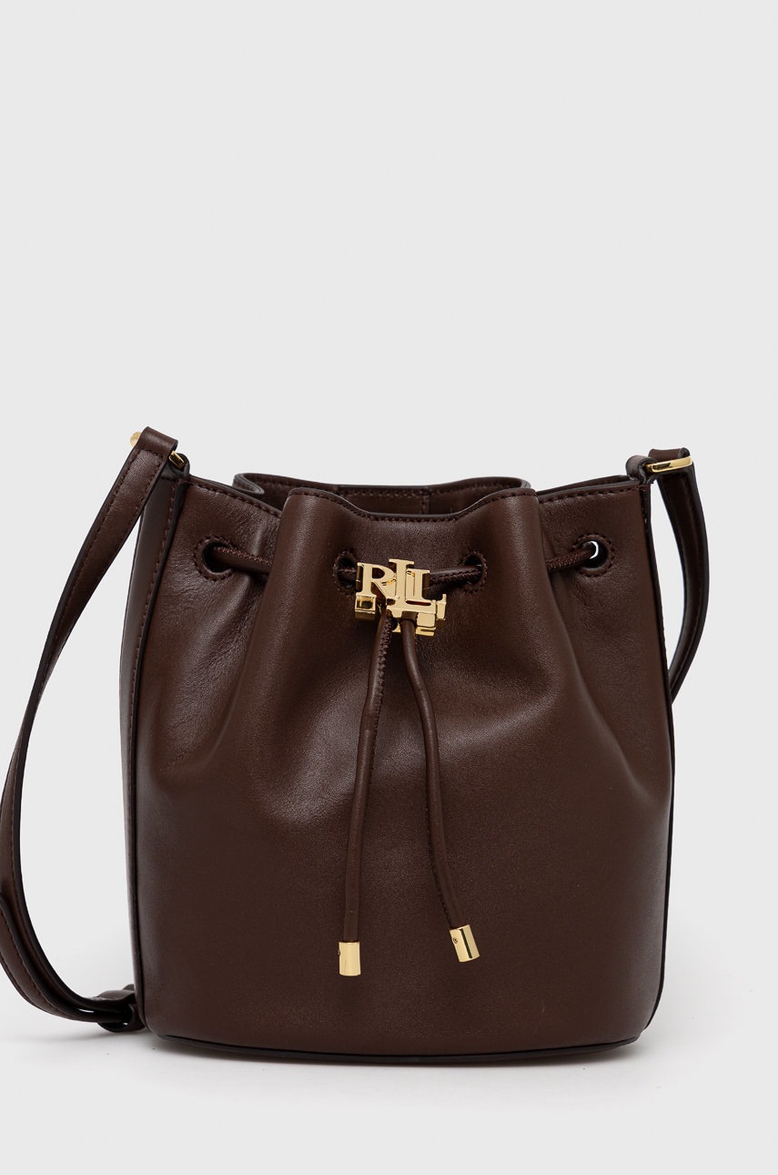 

Кожена чанта Lauren Ralph Lauren в кафяво, Кафяв