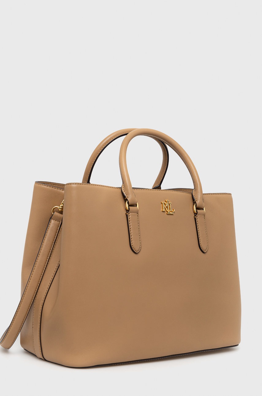

Кожаная сумочка Lauren Ralph Lauren цвет бежевый