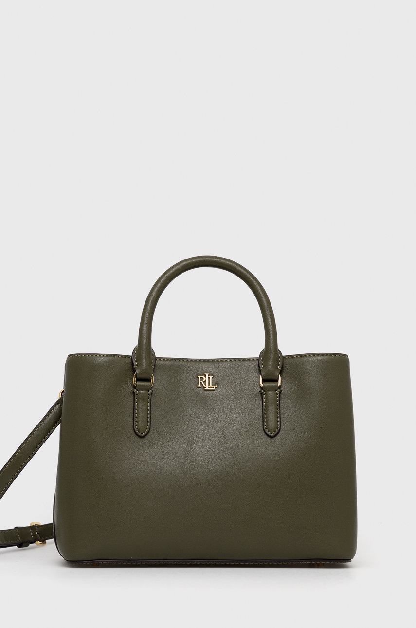 

Кожена чанта Lauren Ralph Lauren в зелено, Зелен