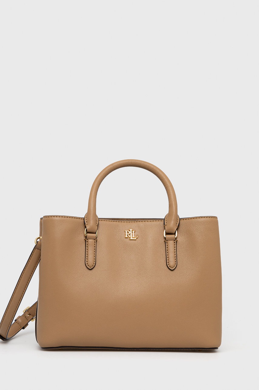 

Кожена чанта Lauren Ralph Lauren в бежово, Бежов
