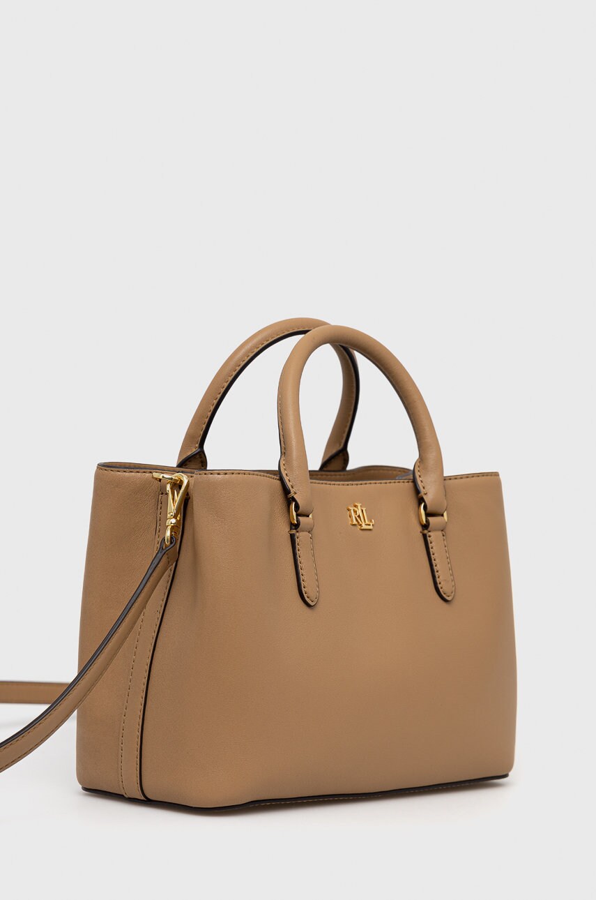 

Шкіряна сумочка Lauren Ralph Lauren колір бежевий
