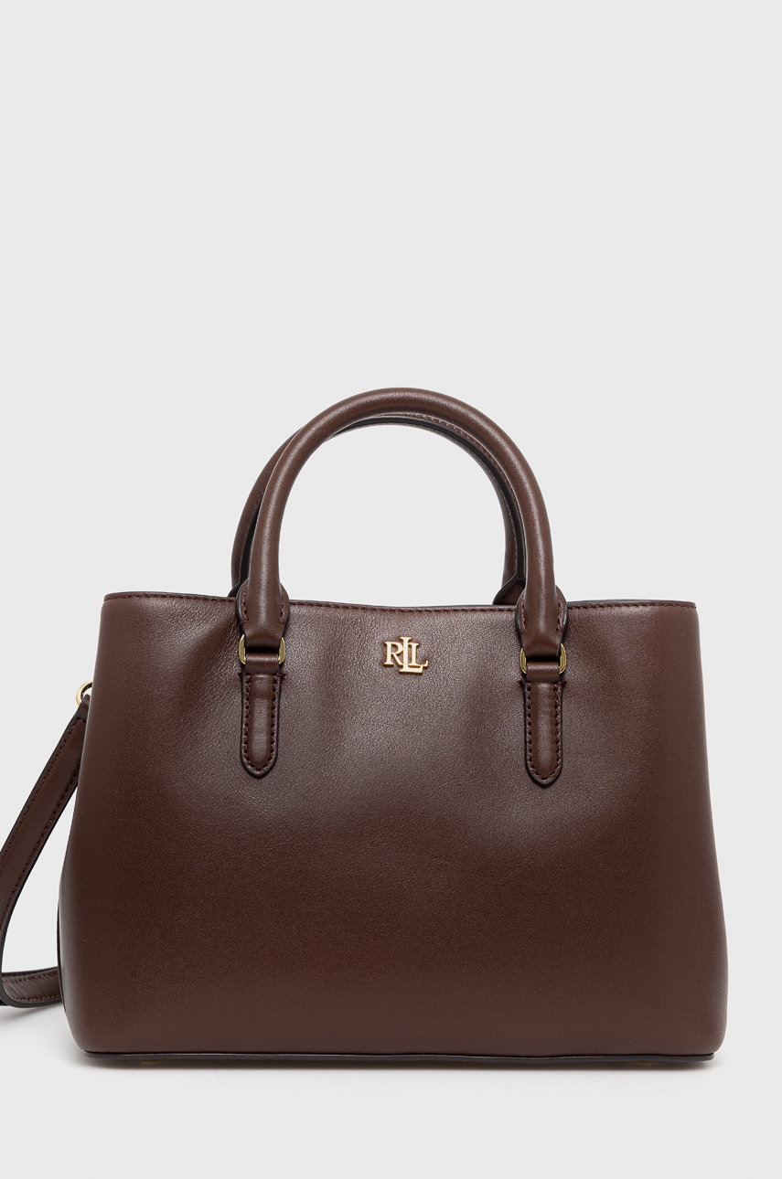 

Кожена чанта Lauren Ralph Lauren в кафяво, Кафяв