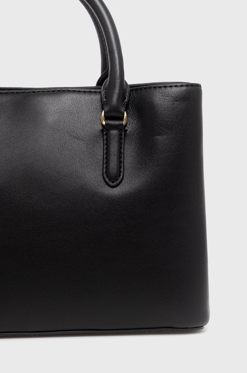 Δερμάτινη τσάντα Lauren Ralph Lauren χρώμα: μαύρο φωτογραφία