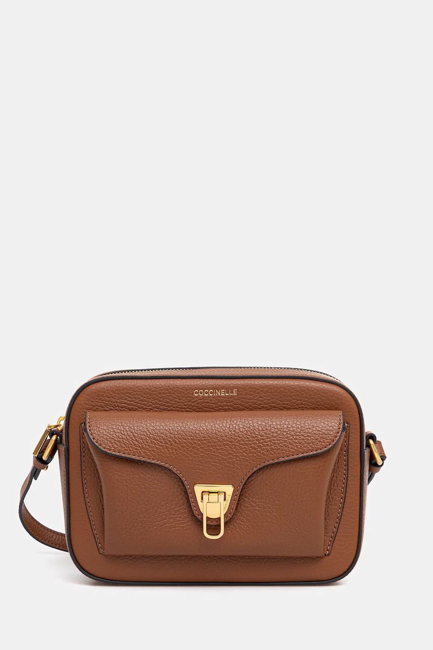 Coccinelle poșetă de piele culoarea bej, E1 MF6 15 02 01 Coccinelle poșetă de piele culoarea bej, E1 MF6 15 02 01