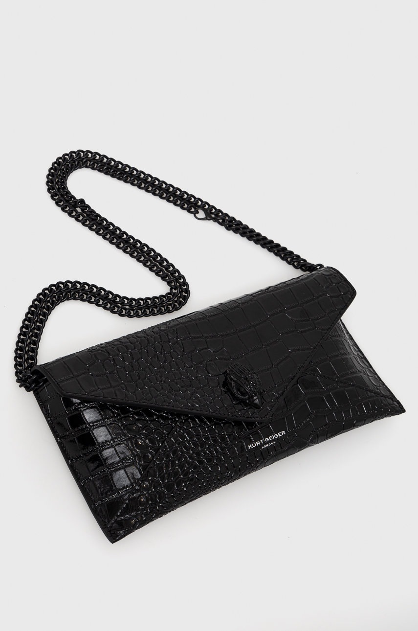 

Кожен клъч Kurt Geiger London в черно, Черен