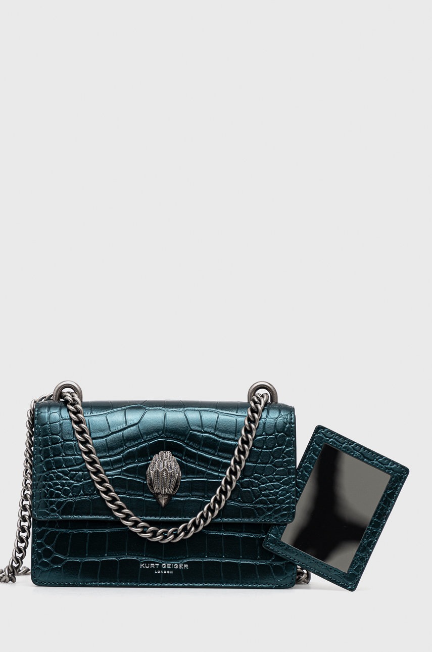 

Кожена чанта Kurt Geiger London в зелено, Зелен