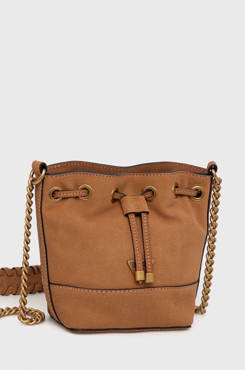 

Кожаная сумочка Guess цвет коричневый