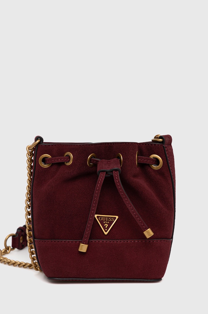 

Кожена чанта Guess в бордо
