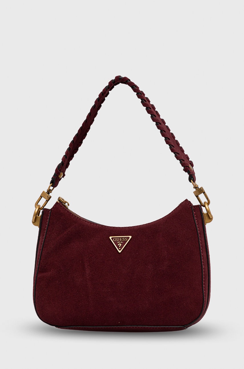 

Кожена чанта Guess в бордо