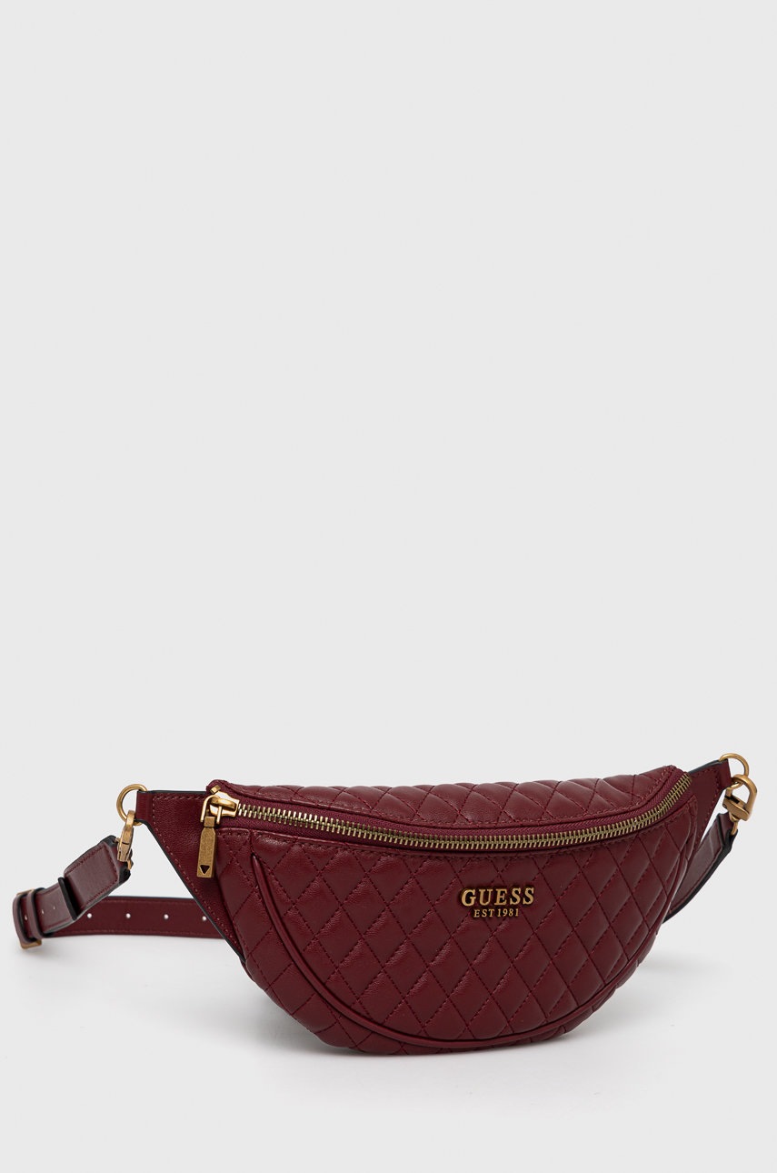 

Сумка на пояс Guess колір бордовий