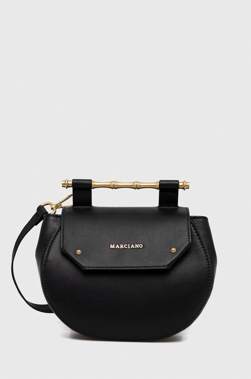 

Кожена чанта Guess в черно, Черен