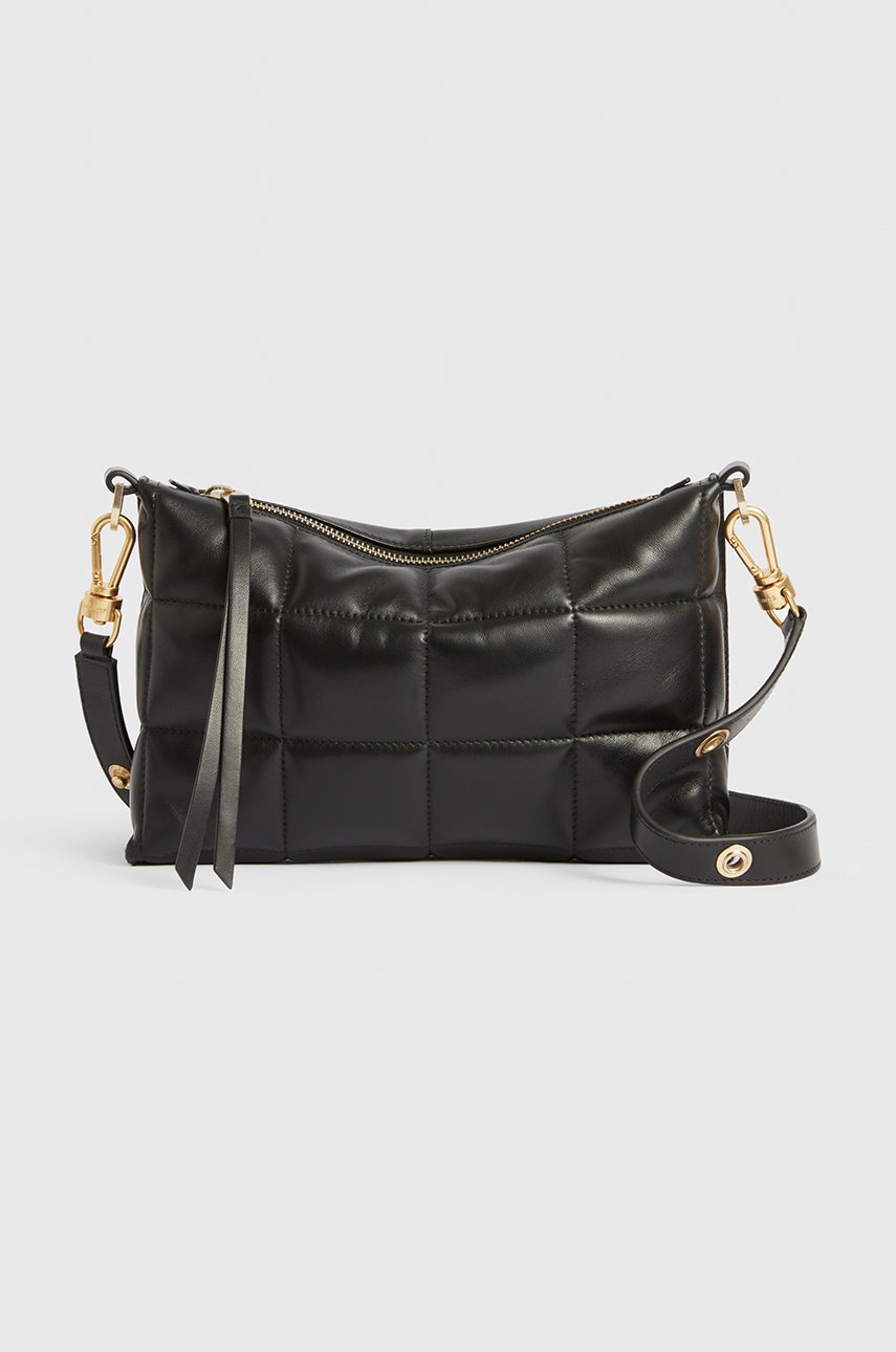 

Кожена чанта AllSaints в черно, Черен