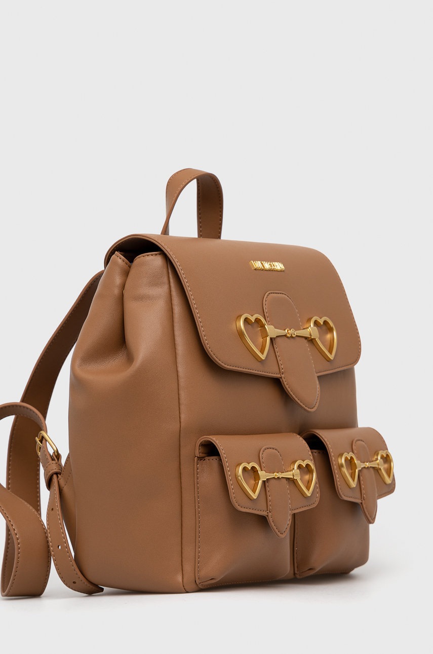 

Рюкзак Love Moschino жіночий колір коричневий малий з аплікацією