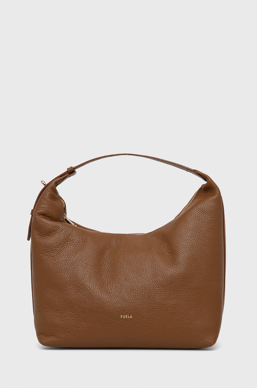 

Кожена чанта Furla в кафяво, Кафяв