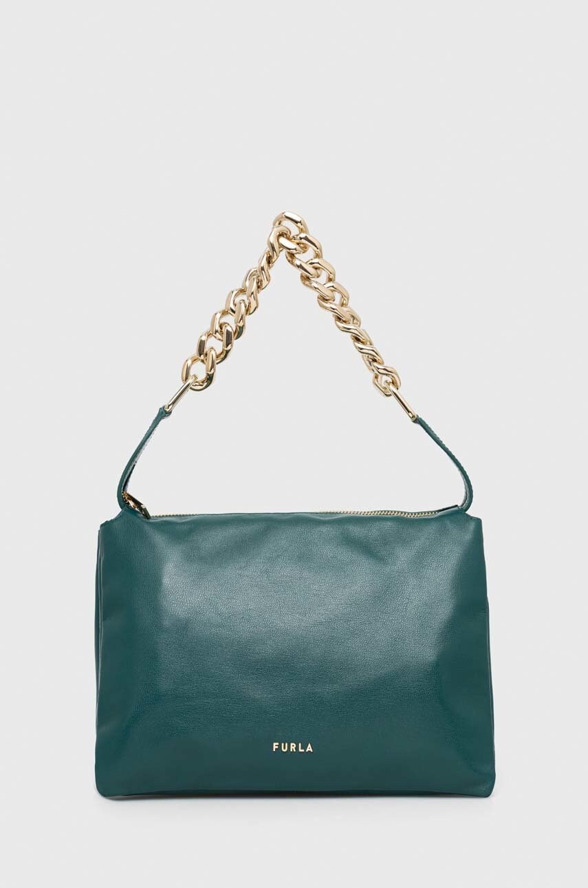 Furla poseta de piele Piuma culoarea verde