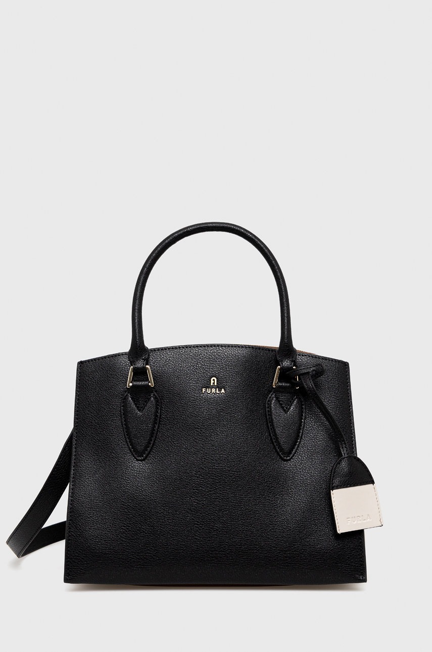 

Кожена чанта Furla в черно, Черен