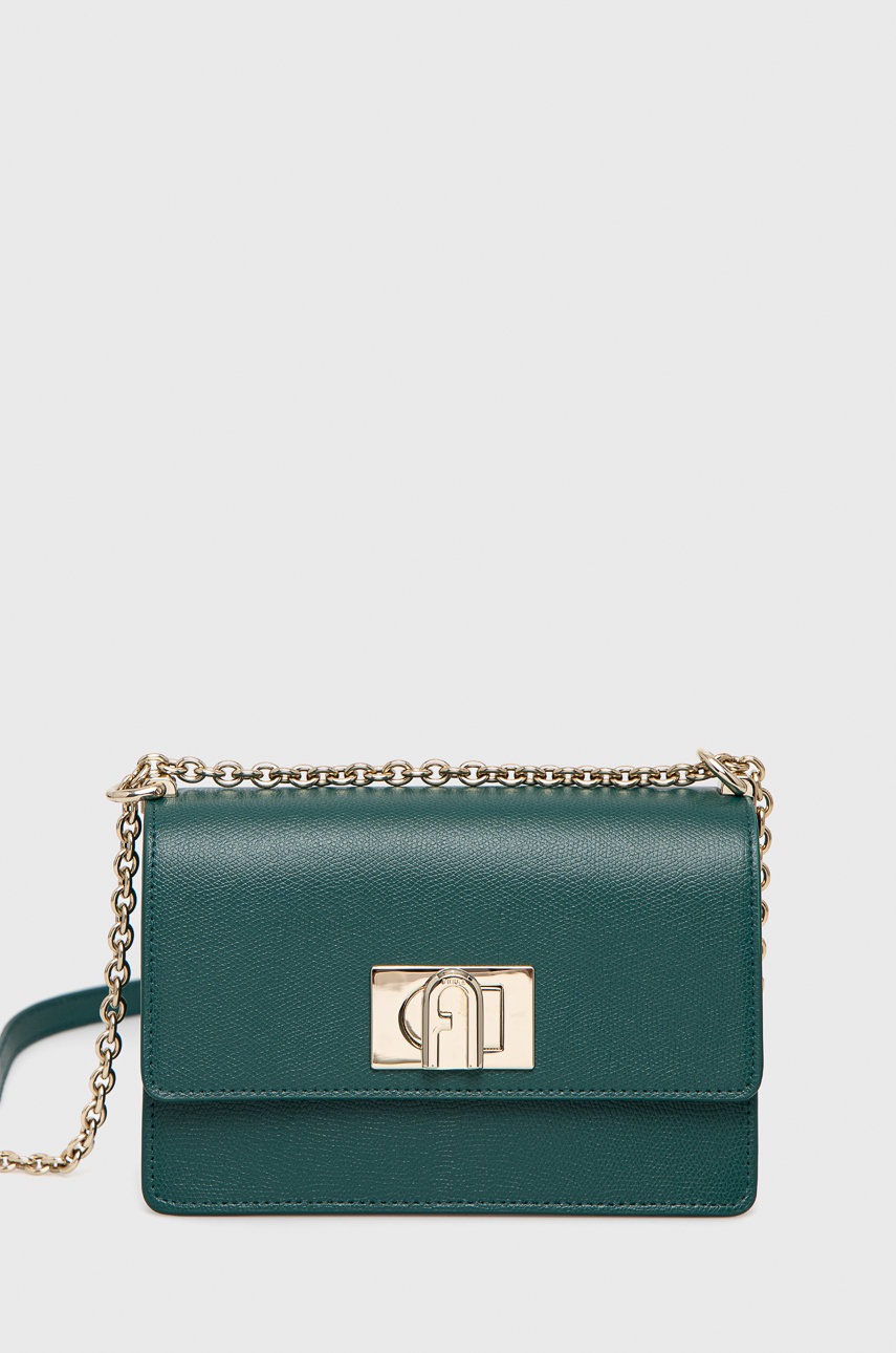 

Кожена чанта Furla в зелено, Зелен