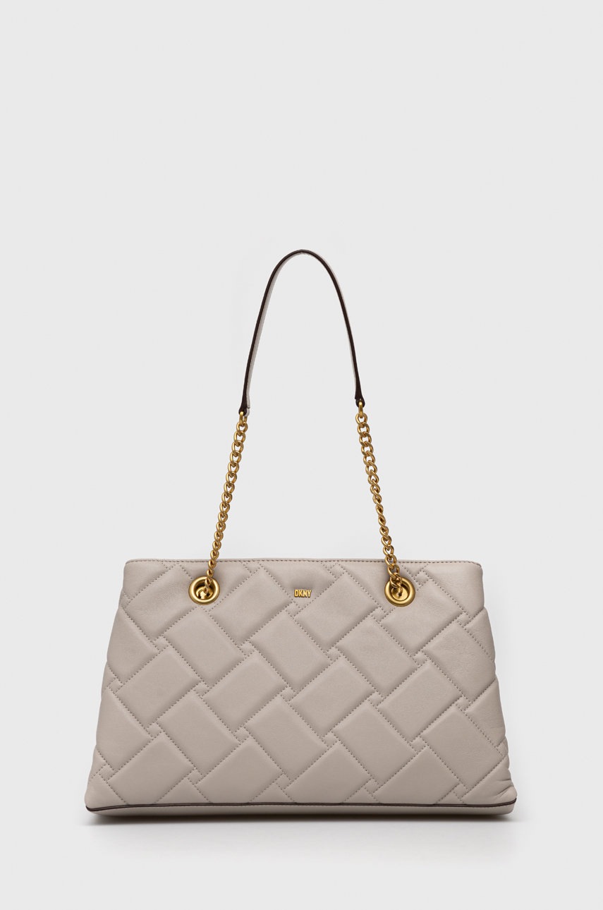 

Кожена чанта Dkny в сиво, Сив