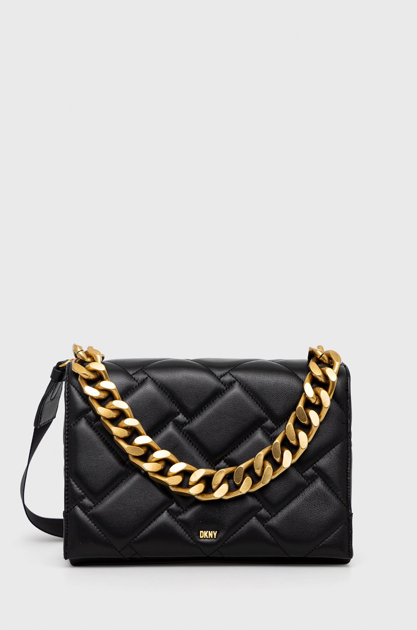 

Кожена чанта Dkny в черно, Черен