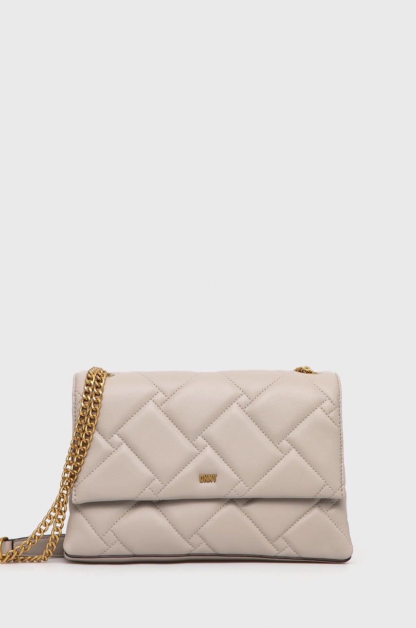 

Кожена чанта Dkny в сиво, Сив