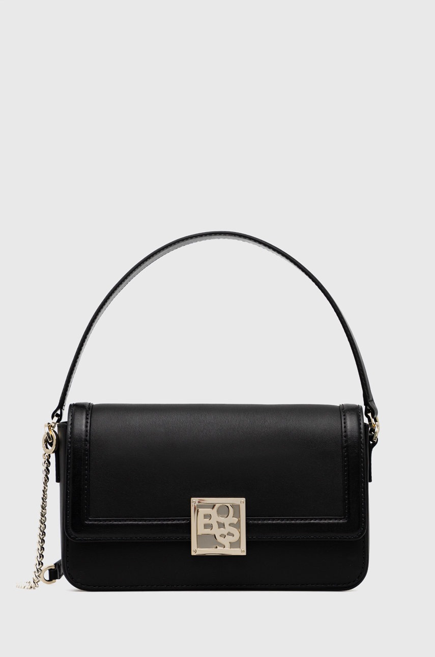 

Кожена чанта BOSS в черно, Черен