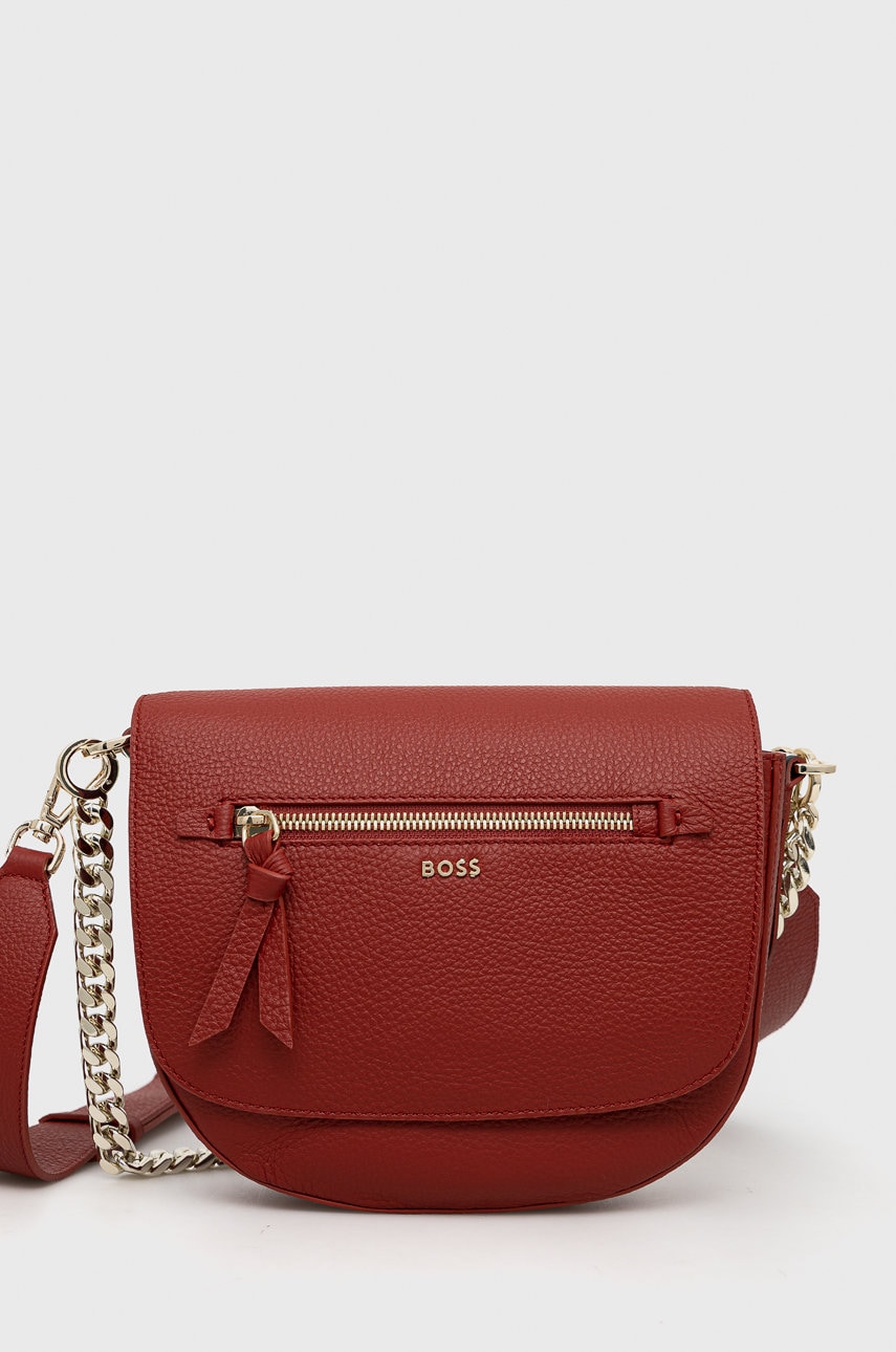 Boss poseta de piele culoarea rosu